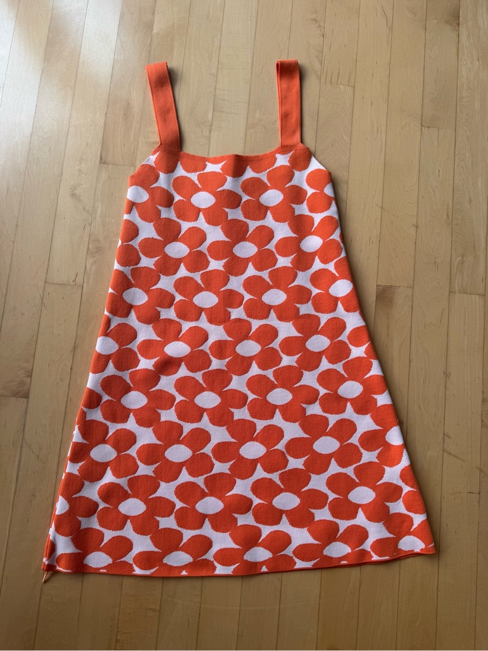 Zara Orange and White  Flowers Knit Dress
